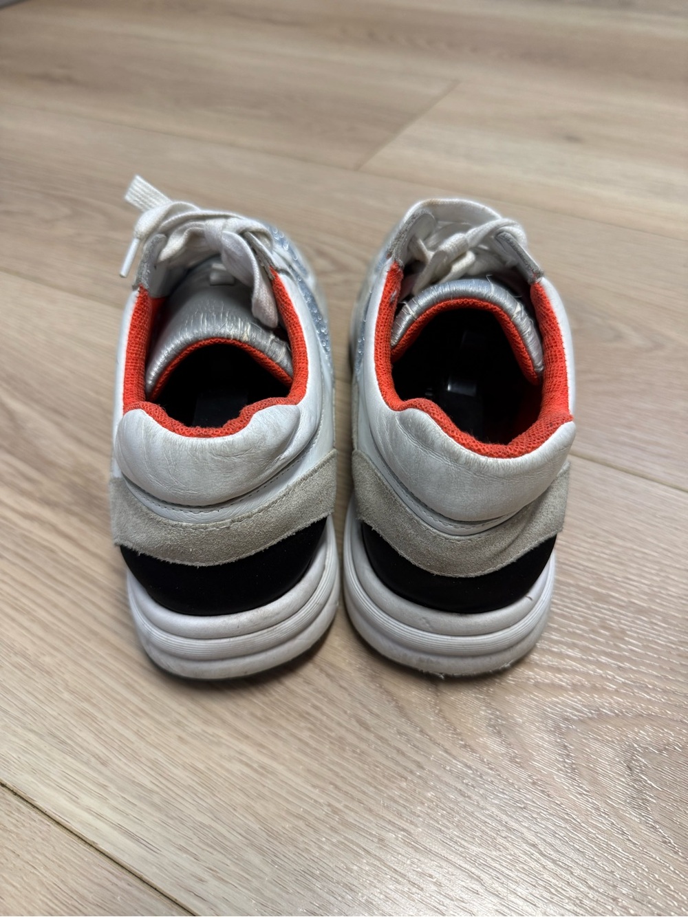CHANEL White, Silver Glitter and Orange Low-Top Running Sneakers Size 8 (38) - Picture 2 of 16